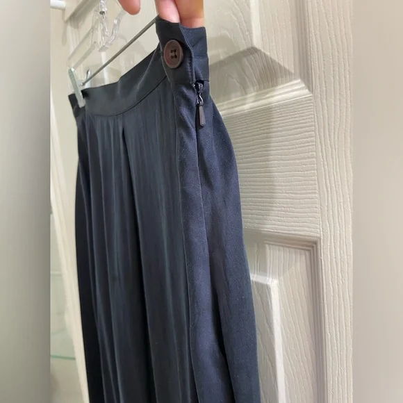 Vintage 100% Silk Satin Blue Midi Skirt - Picture 3 of 5
